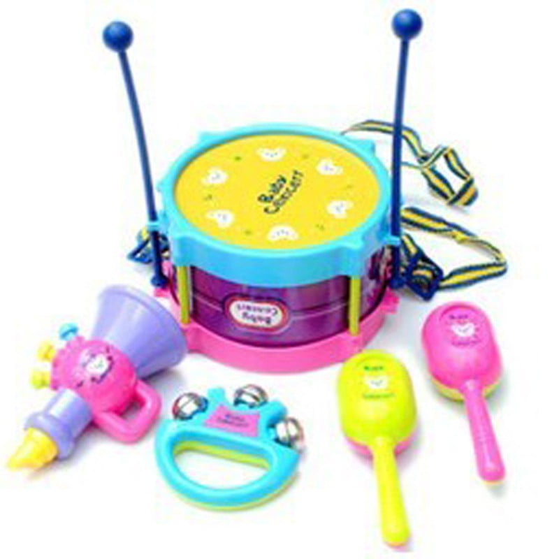 5PCS/SET Baby Boy Girl Drum Musical Instruments Gifts Toddler Kids Band Kit Toy 