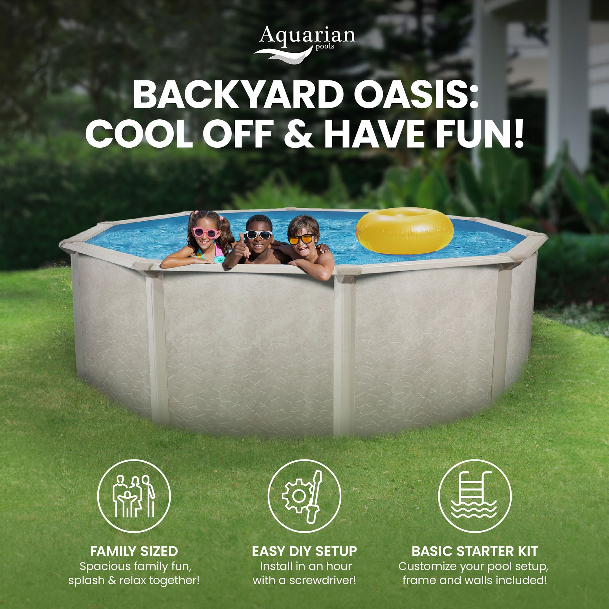 Aquarian Phoenix 18' x 52" Steel Frame DIY Family Size Above Ground Pool