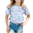 thumbnail image 4 of Girls T Shirts Multicolor Fish Scale Print Casual Summer Short Sleeve Cute Tops, 4 of 4