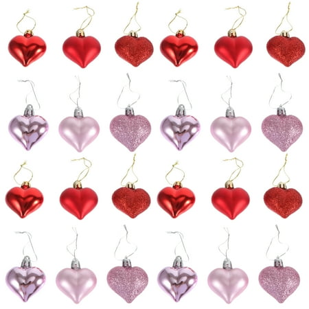 

OUNONA 24pcs Valentine s Day Heart-shaped Ornaments Romantic Hanging Pendants