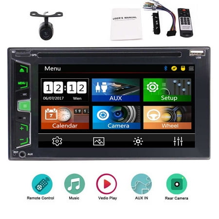 Wince 6.2 inch Car DVD Player NO GPS Stereo system in Dash Double 2 Din Car Radio Auto video Audio Bluetooth Music Enjoyment System High Resolution Capactive Touchscreen Automotive Car Unit +