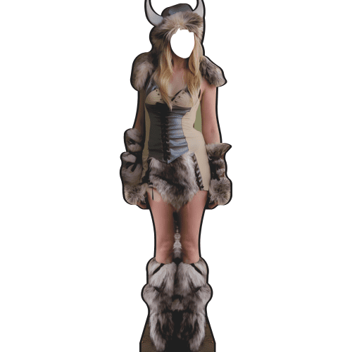 SP13474 Barbarian Viking Queen Princess In Furs Paleolithic Jurassic Stand In Cardboard Cutout Standee Standup