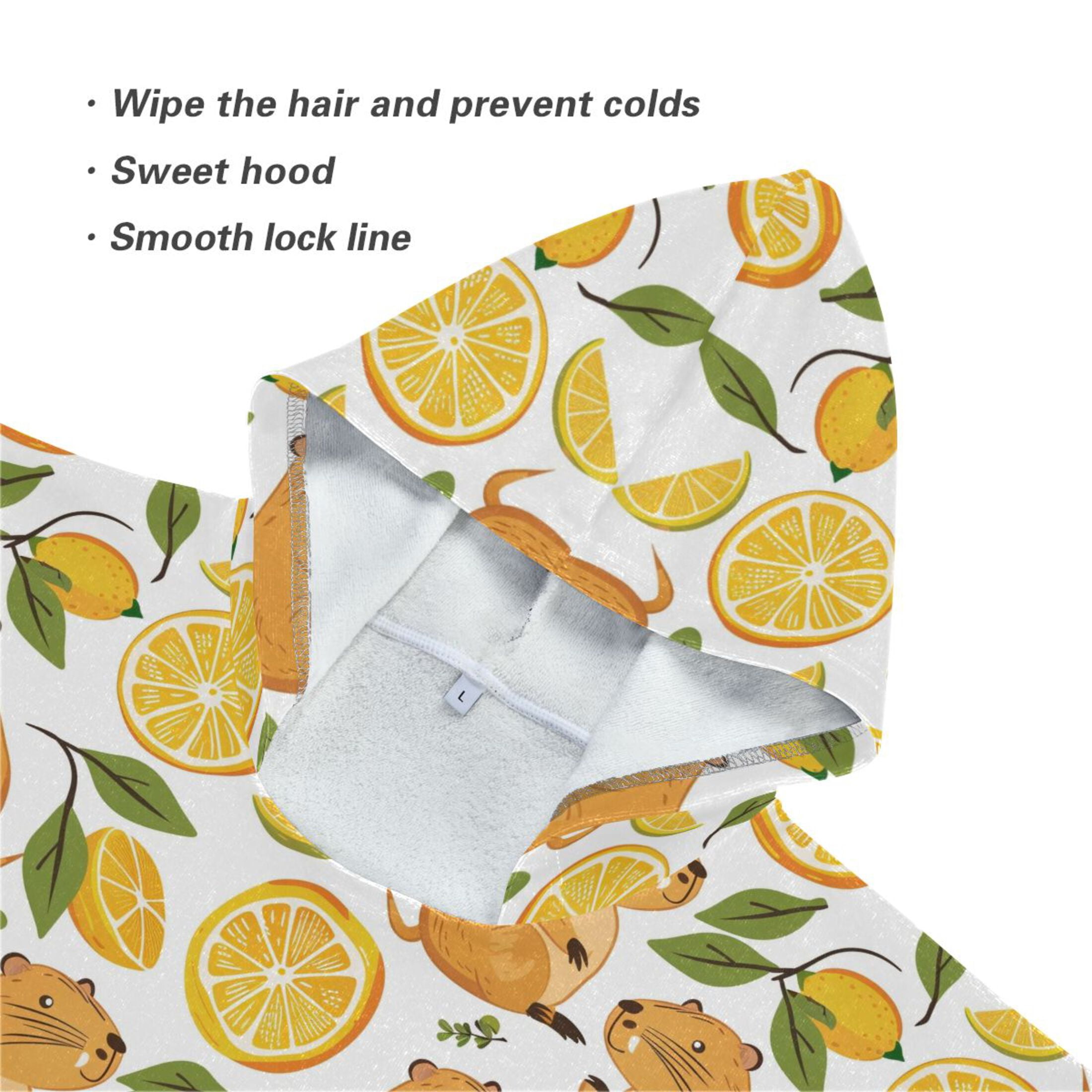 Kid Hooded Beach Towel Bath Poncho Towels Soft Absorbent Quick Dry for Boy Girl Funny Baby Capybaras and Orange S