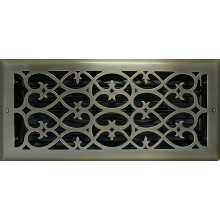 - 4x12 Antique Brass Victorian Floor or Wall Register (Faceplate Dimensions: 5.25 x 13.25 inches)