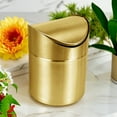 thumbnail image 4 of Elegant Gold Small Recycling Push Lid Can Stylish Desk Bathroom Accessories, 4 of 7