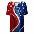 thumbnail image 5 of HOWPAY Independence Day T Shirts for Women 4th of July 3/4 Sleeve V Neck Blouse American Flag Patriotic Tops Casual Loose Y2K Clothes Blue M, 5 of 5