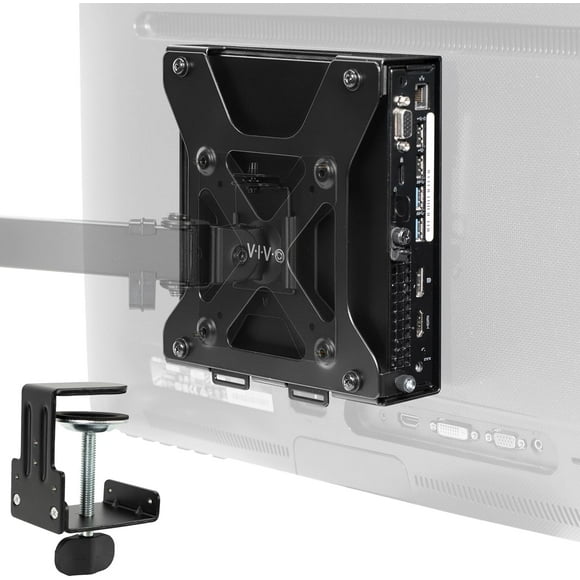 Behind Monitor VESA Mount Designed for Dell OptiPlex Micro CPU, Monitor Arm Computer Holder, Concealed Back of Screen Mount with Desk Clamp Option, Black, Mount-DLMM1