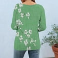 thumbnail image 5 of CYMMPU Women's Floral Printed 3/4 Length Sleeve Summer Fall Button up Scoop Neck Business Work Blouses Casual Shirts Trendy Tunic Tops Basic Tees 2025 Clothes Green XXXL, 5 of 6