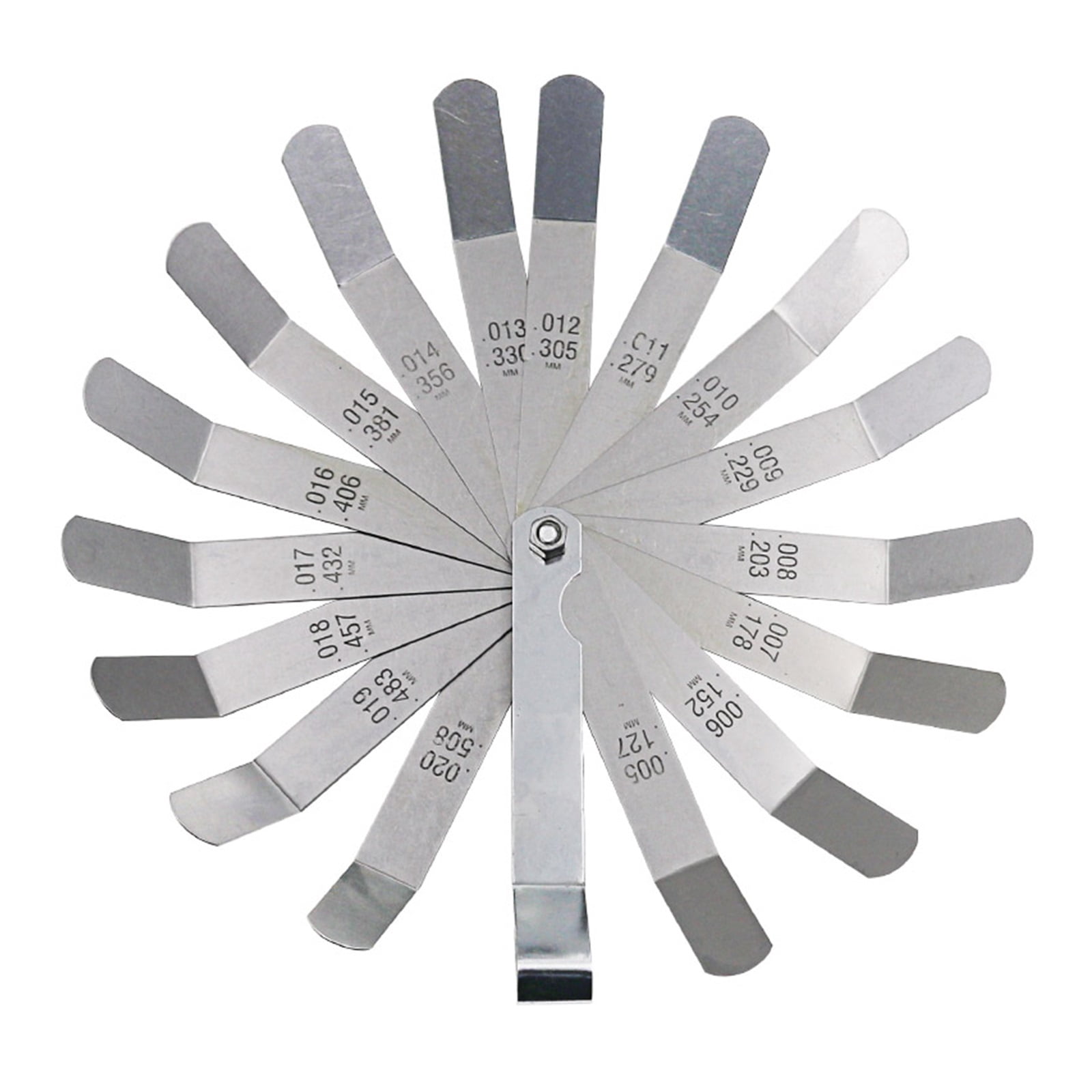 Feeler Gauge Metric 0.127-0.508mm 0.005-0.020 Inch Valve Offset Feeler Gauge High Strength 16 Blade Easy To Use ,Easy to Use