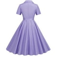 thumbnail image 3 of XFLWAM Women Notch Lapel Vintage V-Neck Cocktail Swing Dress 50s 60s Button up 1950s Rockabilly Prom Midi Evening Dress with Pockets Purple M, 3 of 8