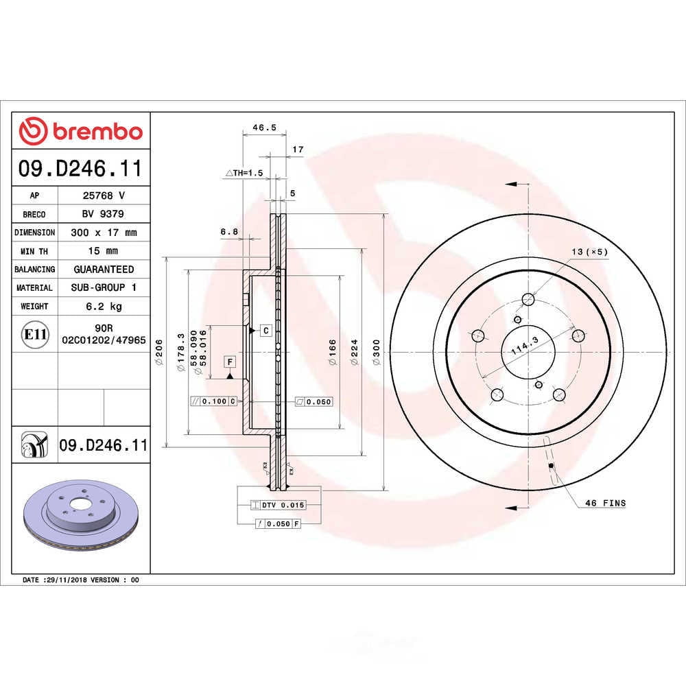 Brembo 09.D246.11 PRIME Disc Brake Rotor