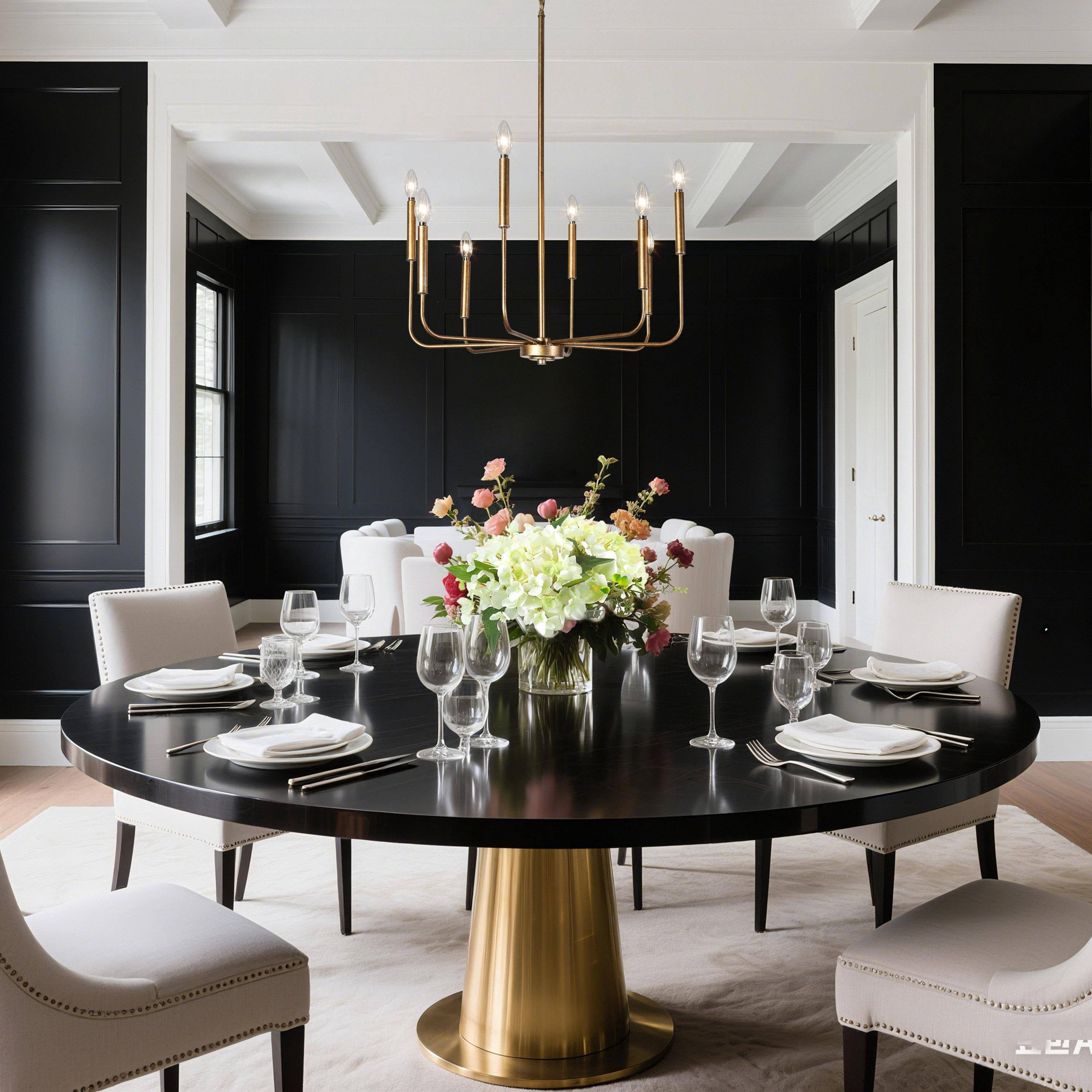 LNC 8-Light Antique Gold Modern Linear Dining Room Chandelier,26.8"D x 26.8"W x 35.4"H