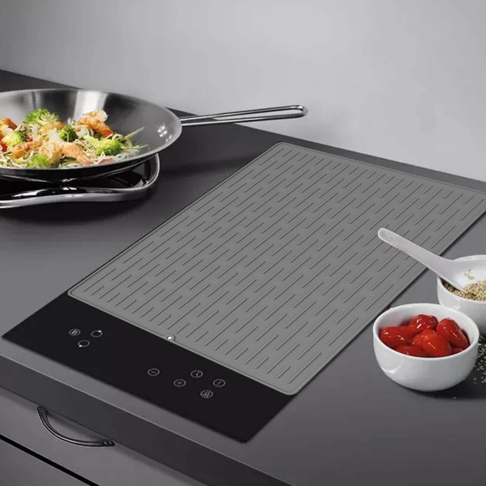 Callipe Silicone Stove Mat for Glass Top Stove Anti-Scald Heat Resistant Kitchen Drying Mat Glass Cooktop Protector Extra Large Stove Cover Mats