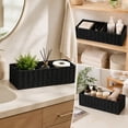 thumbnail image 5 of Akmoler Woven Toilet Paper Storage Basket, 3-Section Divided Tank Topper, Natural Handwoven Paper Rope Basket Organizer for Bathroom Countertop Shelf Bathroom Home Decor - Black, 5 of 8