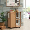 thumbnail image 3 of Hodedah 23.6" Wide Open Shelves and Cabinet Space Kitchen Cart in Beech, 3 of 4