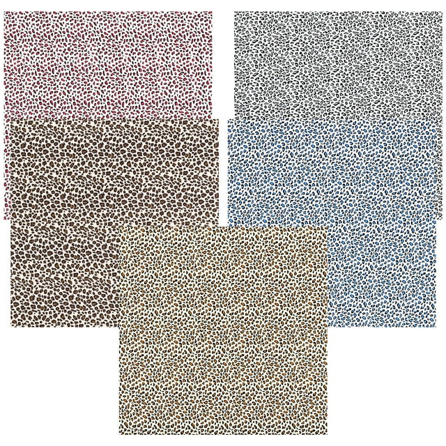 CRAFTHROU 5Pcs DIY Cotton Cloth Leopard Print Fabric for Creative Patchwork and Handmade Projects