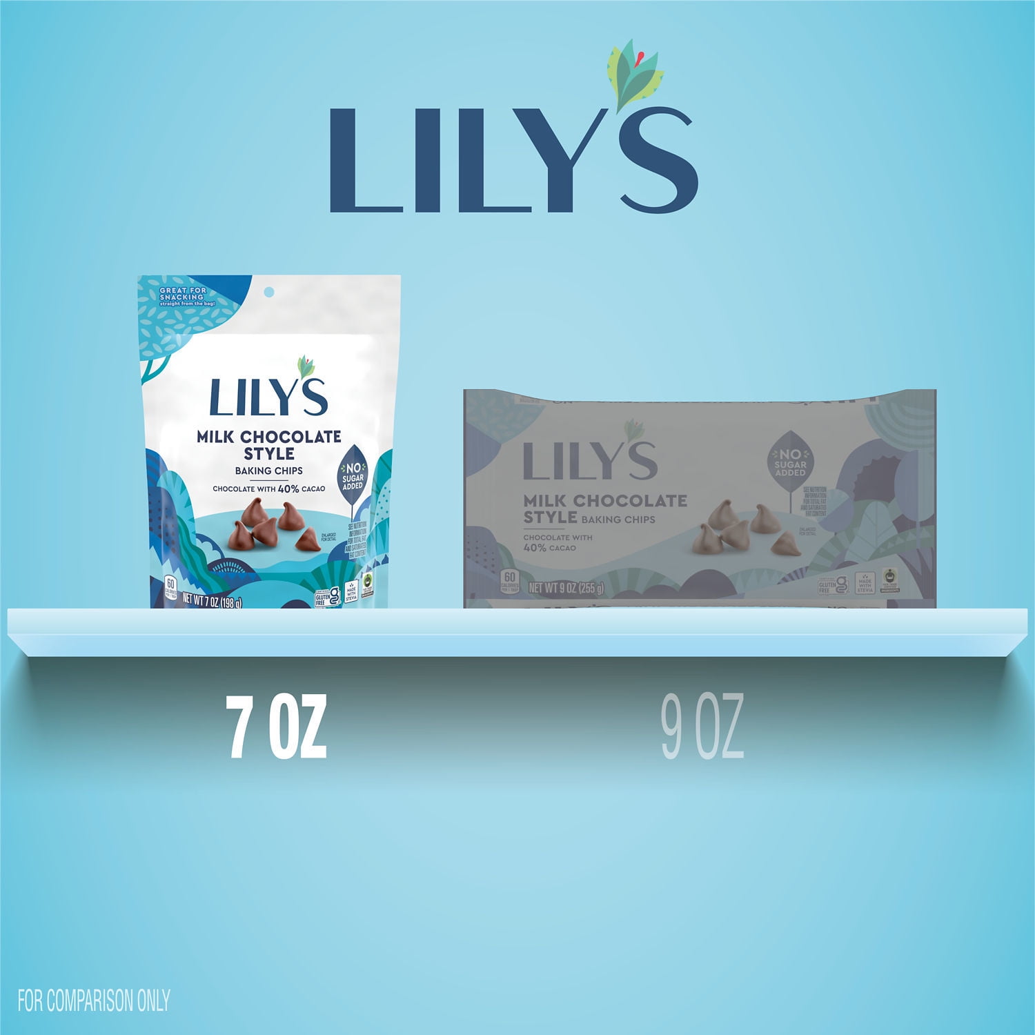 Lily's Milk Chocolate No Sugar Added, Gluten Free Baking Chips, 7 oz