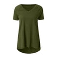 thumbnail image 4 of Ichuanyi Womens Swimsuits Clearance Women's Long Shirt Short Sleeve T-Shirt Oversize Tops Large Sizes Summer V-Neck Casual Loose Blouse Casual Basic Tee Tunic Tops Ichuanyi Ichuanyi, 4 of 5