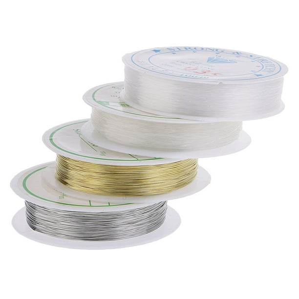 4 Rolls Jewelry Wire 0.5MM Copper Wire Tarnish Resistant Soft Copper Wire Nylon Beading Wire Thread Wire Stretchy Elastic Crystal String Cord