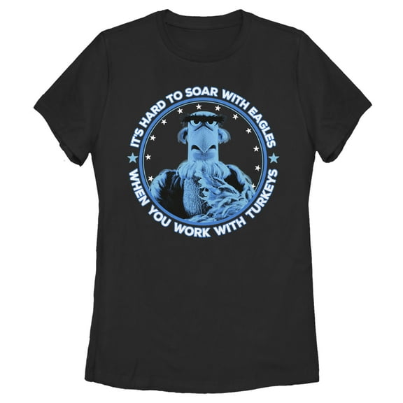 Women's The Muppets Sam Eagle Work With Turkeys  Graphic Tee Black 2X Large