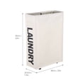 thumbnail image 4 of Corner Slim Foldable Oxford Cloth Laundry Basket Bin Mesh Drawstring Dirty Clothes Hamper with 4 Support Rods Universal Wheels--Beige, 4 of 7