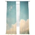 thumbnail image 6 of Retro Teal Cloudy Sky Sheer Curtains for Living Room Bedroom Farmhouse White Clouds Landscape Sheer Curtains 108 Inch Long 2 Panels Set Light Filtering Curtain Window Treatments Drapes, 6 of 6