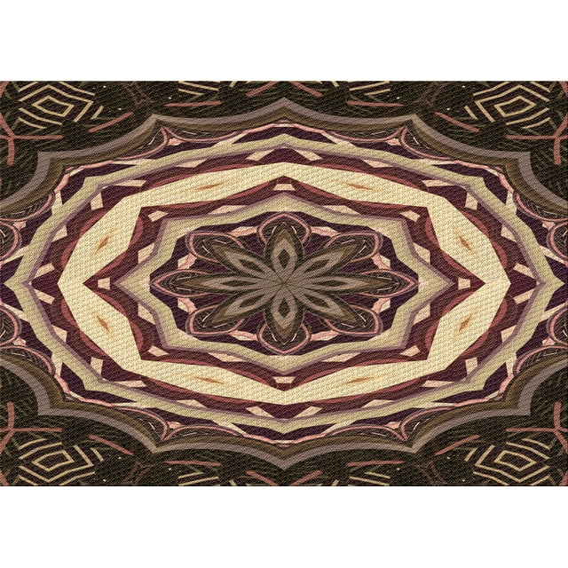 Ahgly Tapis Rectangulaire Lavable en Machine Intérieur Transitionnel Pérun Brun, 3 Pieds x 5 Pieds