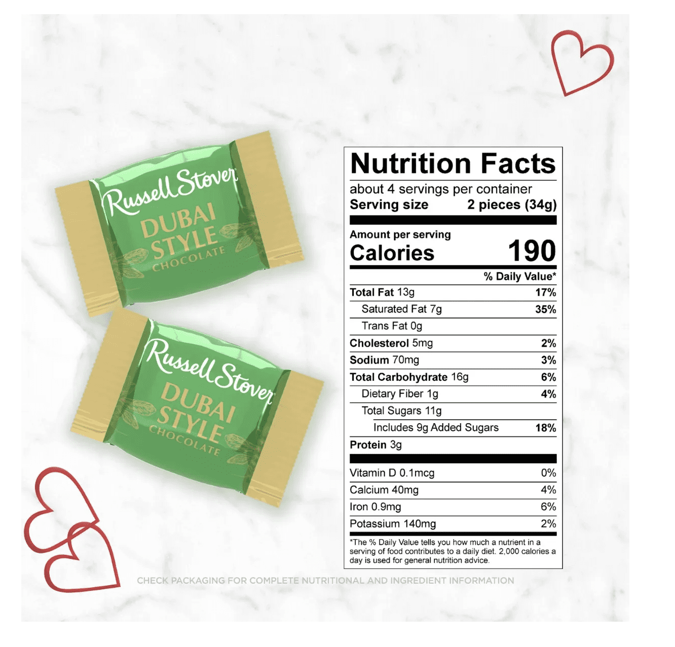 Dubai Style Chocolate Heart Gift Box, Milk Chocolate with Pistachio Butter & Kataifi, 8 Pieces