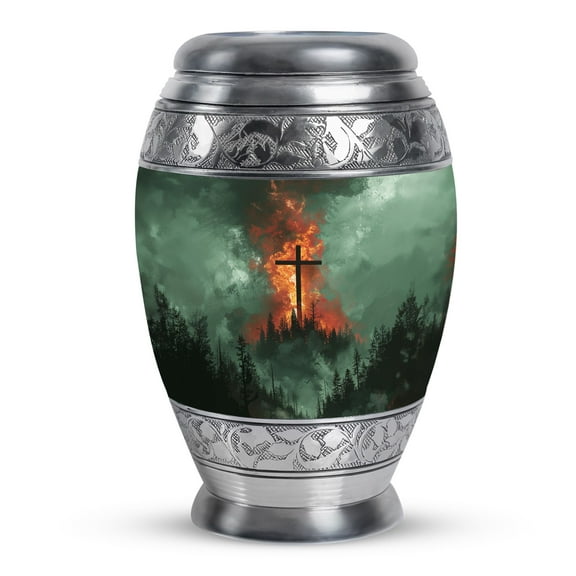 KARYLIZ Cross Urn For Human Ashes Adult Female - Cremation Urn For Women - Urn For Men - Decorative Shapes - Cremation Urn White - Ashes Urn Human Remains Adult - Creamation Urn (Combo 10" & 3")
