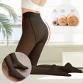 thumbnail image 1 of Mallas térmicas de forro polar para mujer, pantimedias translúcidas falsas, medias cálidas para mujer, medias gruesas de invierno, 1 of 4