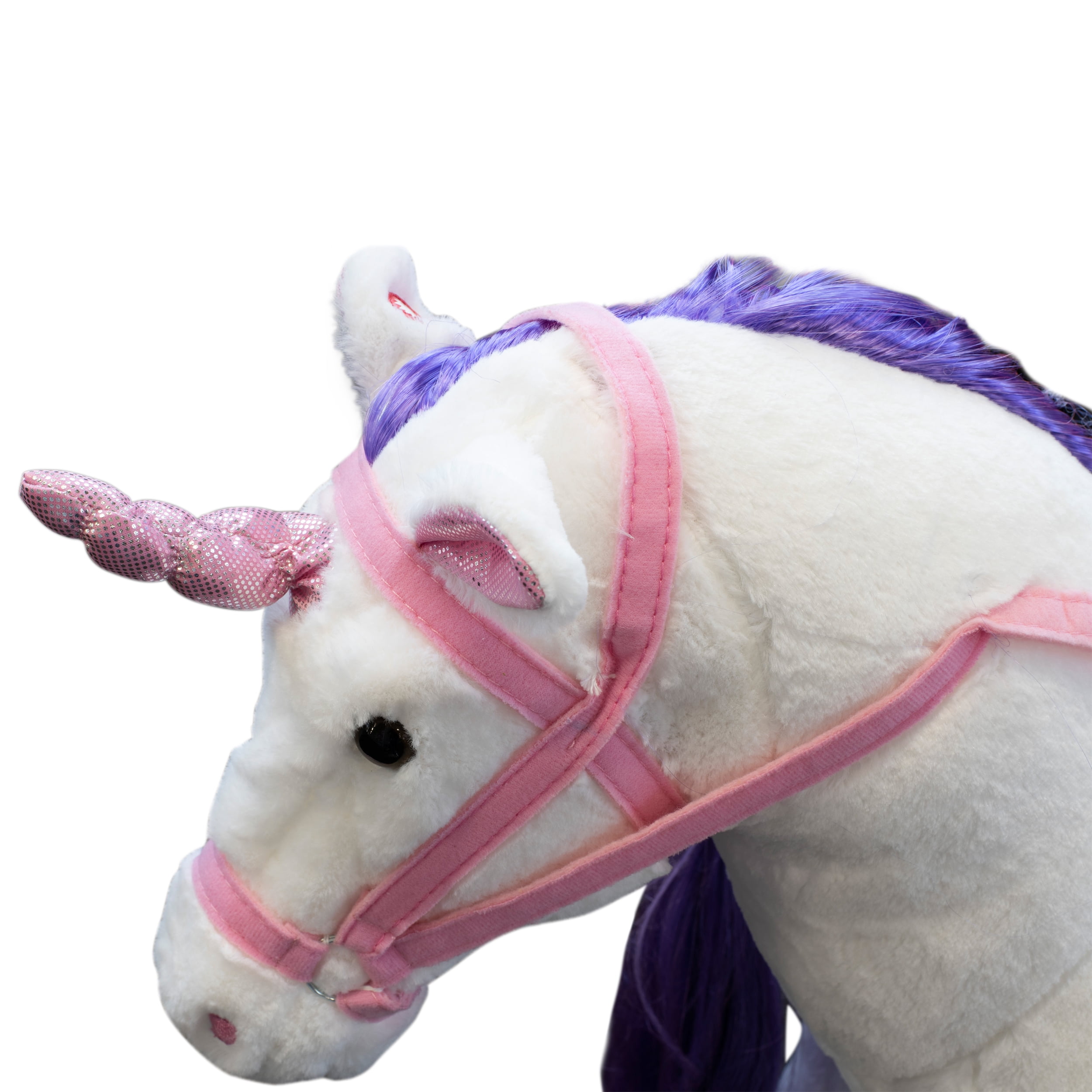 Ella The Unicorn Stuffed Plush Doll – 13.4" Tall, Soft White Fur, Golden Horn, Pink Mane, Movable Arms & Legs