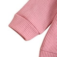 thumbnail image 6 of Baywell Toddler Girl Fall Clothes Solid Color Round Neck Ribbed Ruffle Long Sleeve Pullover Tops Elastic Waist Pants Set With Haedband, 6 of 9