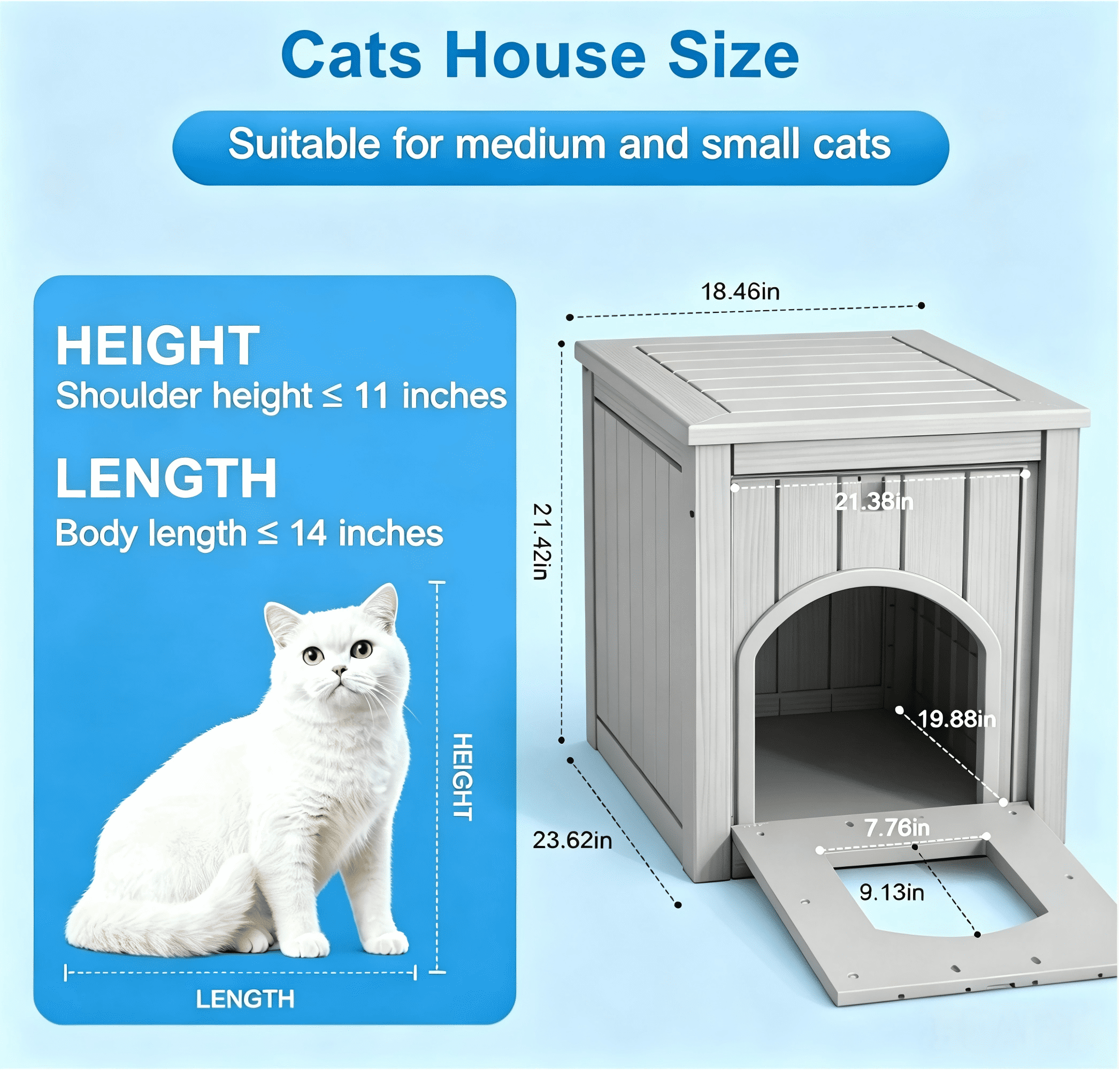 ENNSOO Outdoor Cat House Weatherproof Resin Cat Shelter for Indoor & Outdoor, Durable All-Season Pet House for Feral, Stray & Domestic Cats, Gray