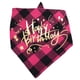 thumbnail image 1 of Pañuelo de cumpleaños para perro, pañuelo triangular a cuadros para cumpleaños de perro, ideal para perros medianos y grandes, 65 x 45 x 45 cm, rosa y negro (largo x ancho x alto)., 1 of 5