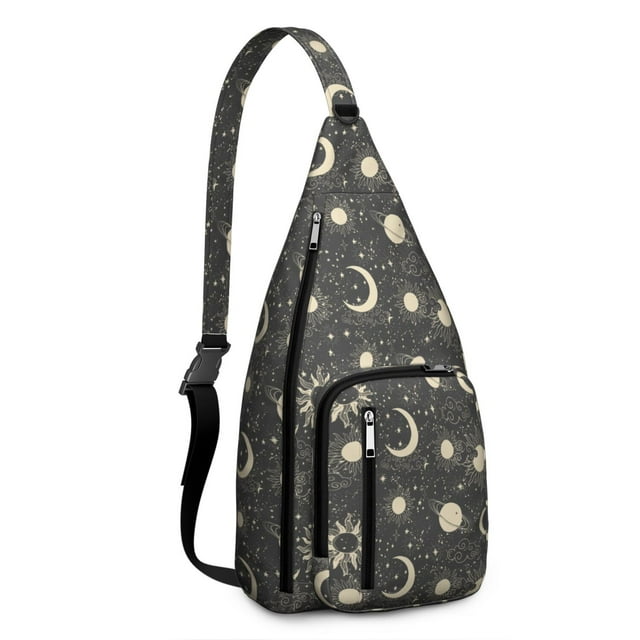 Night Sky Sling Backpack - Celestial Gothic Constellation Print Crossbody Shoulder Bag, RFID Blocking Secure Pockets