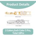 thumbnail image 2 of 1box 10pcs 2 colors Brass Pave Clear Cubic Zirconia Watch Band Clasps Long-Lasting Plated Cadmium Free & Lead Free Golden & Silver 27mm long link: 23x4.8x4mm hole: 3x4mm clasp: 10x3x4mm 5pcs/color, 2 of 6