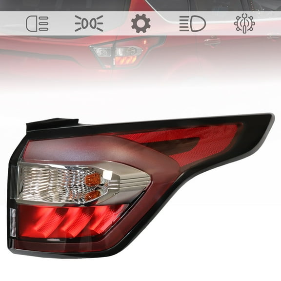 Tail Light Brake Lamp with Bulb for 2017-2019 Ford Escape Kuga, Right Passenger Outer Tail Light Rear Lamp