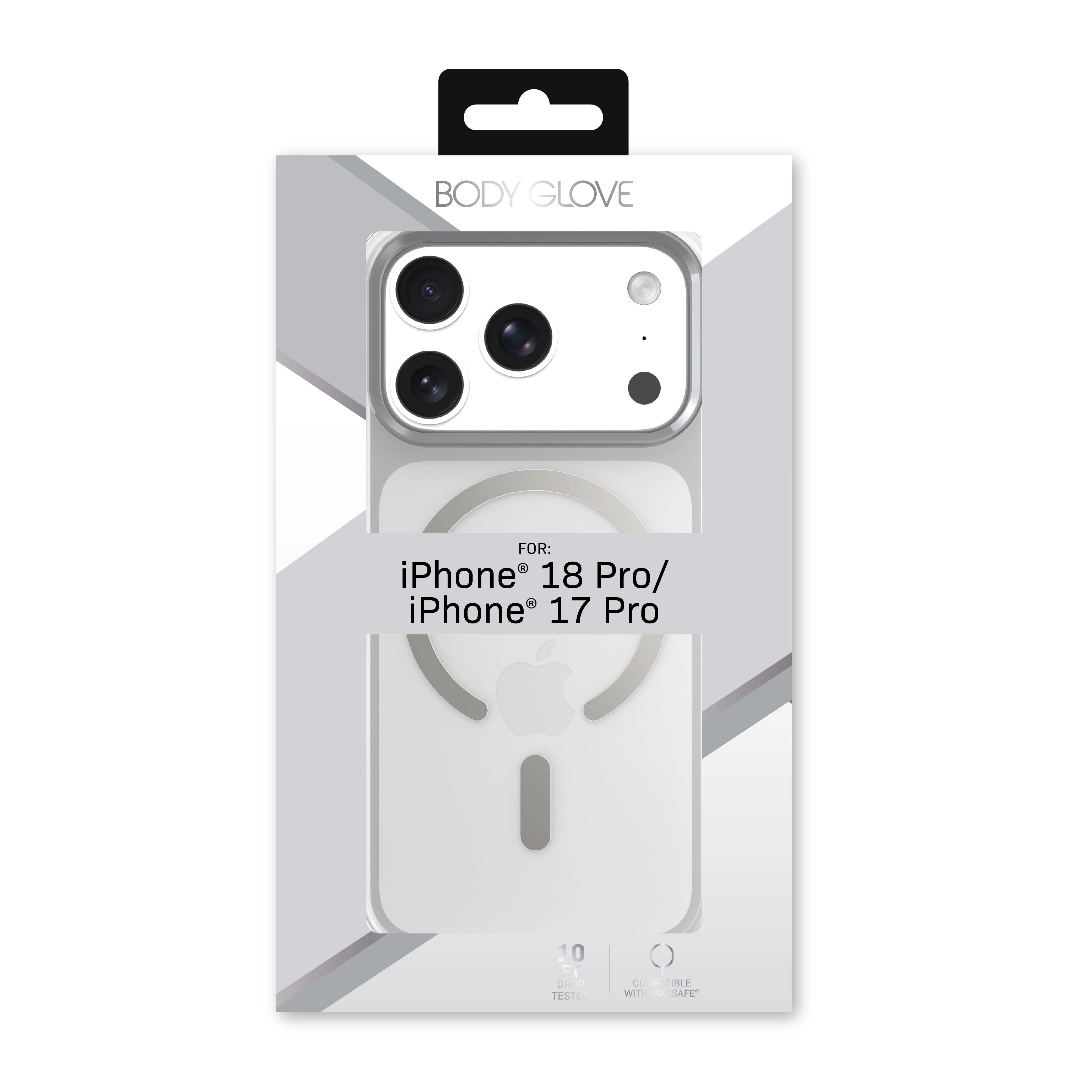 Body Glove Reflector Phone Case for iPhone 18 Pro / 17 Pro, MagSafe Compatible - Clear/Silver