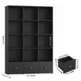 thumbnail image 3 of Hiphuta Triple Row 4-Tier Bookcase with 12 Cubes, 69" Tall Large Bookcase with 3 Drawers, for Office Living Room, Black, 3 of 8