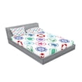 thumbnail image 2 of Ambesonne Nautical Fitted Sheet & Pillow Sham Set, Wheel Compass Anchor, Queen, Green Red, 2 of 2