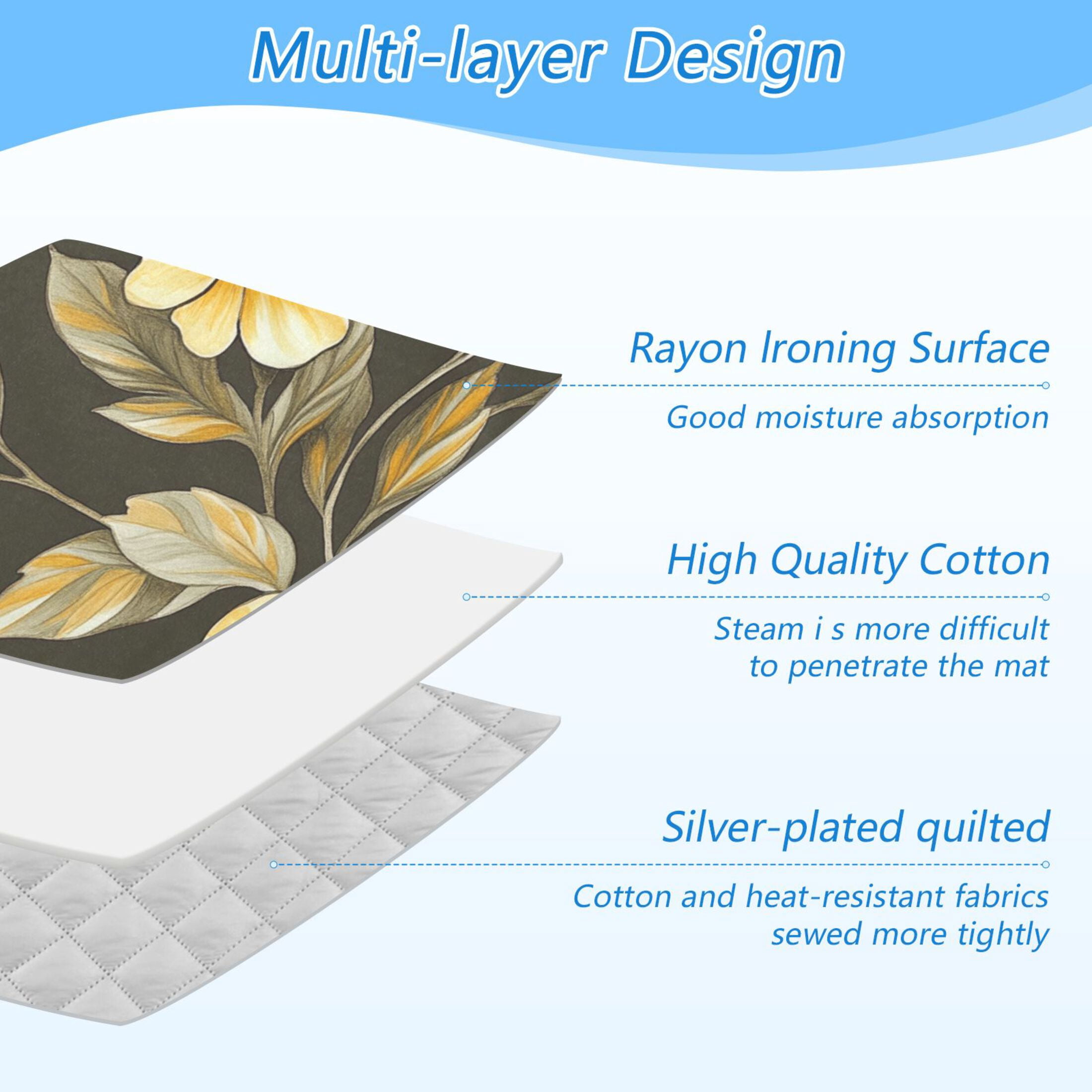 Black Background with Yellow Daisies Ironing Mat Blanket for Table Top Travel Portable Ironing Board Pad 47.2x27.6 Inch