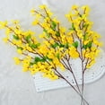 thumbnail image 2 of 4PCS Artificial Flowers Forsythia Branches Yellow Silk Fake Winter Jasmine, Long Stem Faux Forsythia Stems Flowers Floral Arrangement for Home Wedding Vase Party Cemetery Decor, 2 of 7