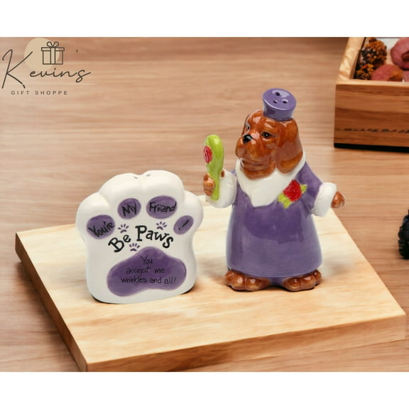 You Accept Me Wrinkles and All Ceramic Dog Salt and Pepper Shakers