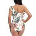 thumbnail image 5 of Uemuo Lilies Flowers Print Women's One Piece Swimsuit Asymmetrical Neck Bathing Suit One Shoulder Side Cutout Ruffle Swimwear-X-Large, 5 of 6
