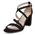 thumbnail image 1 of Sandalia de gamuza DREAM PAIRS para mujer Madison negra con tacón bloque de 7.5 cm, 1 of 9