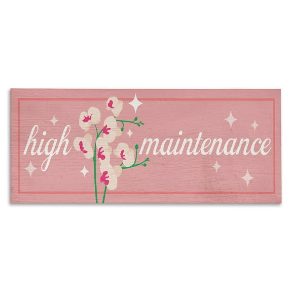 Stupell Industries Floral High Maintenance Canvas Wall Art design by Lil' Rue, 10 x 24