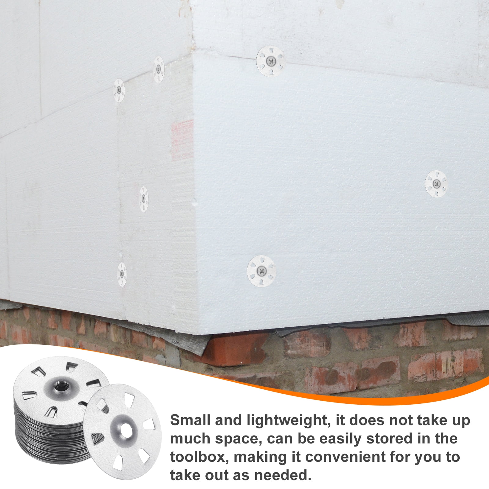 Uxcell 500pcs Foam Board Fasteners Washers 1-3/8 Inch Galvanized Steel Wall Washer for Fixing Fastening Installation Foam Board Panels