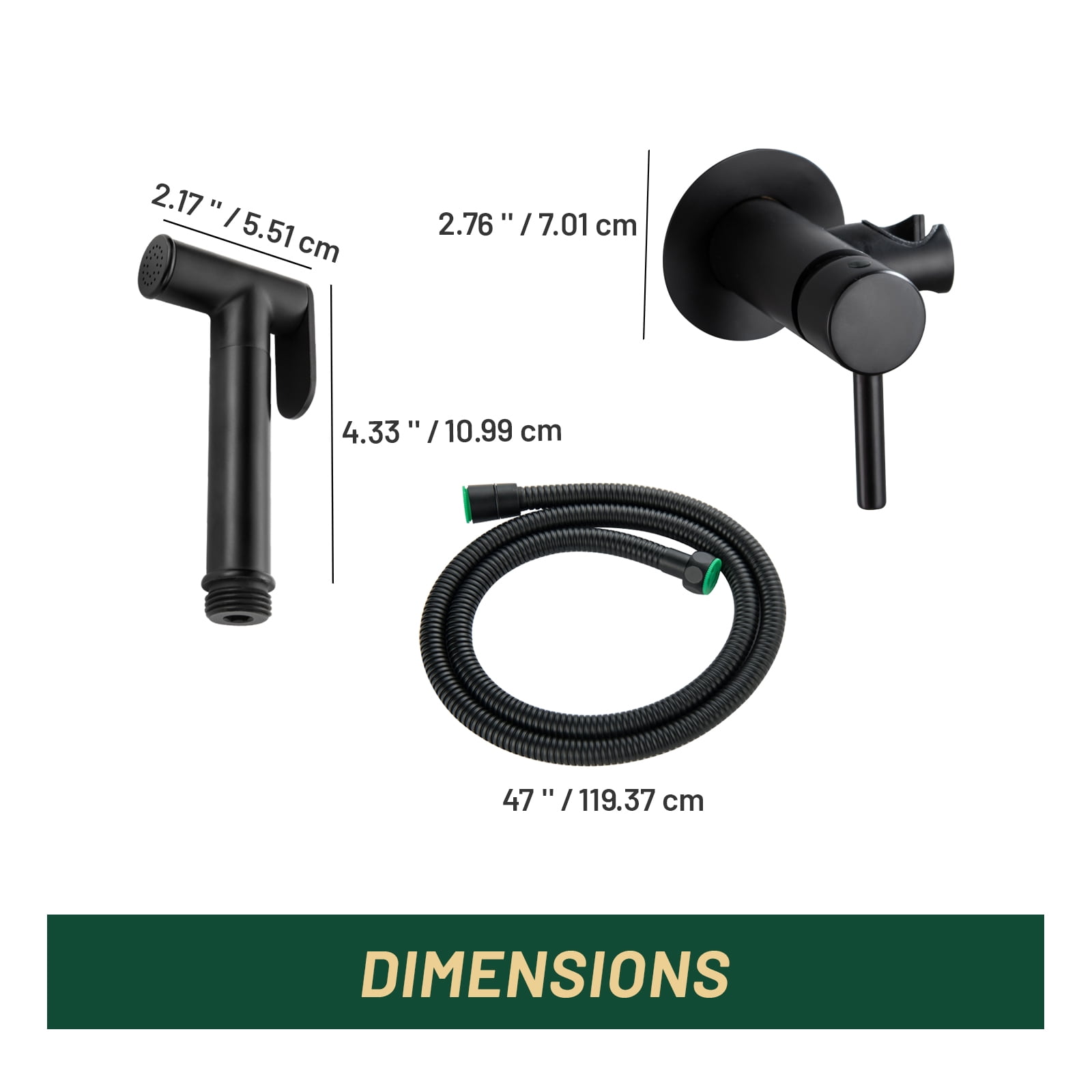 Cobbe Wall Mounted Adjustable Temperature  Handheld Bidet Sprayer for Toilet Bathroom Toilet Bidet Attachment for Wash Matte Black