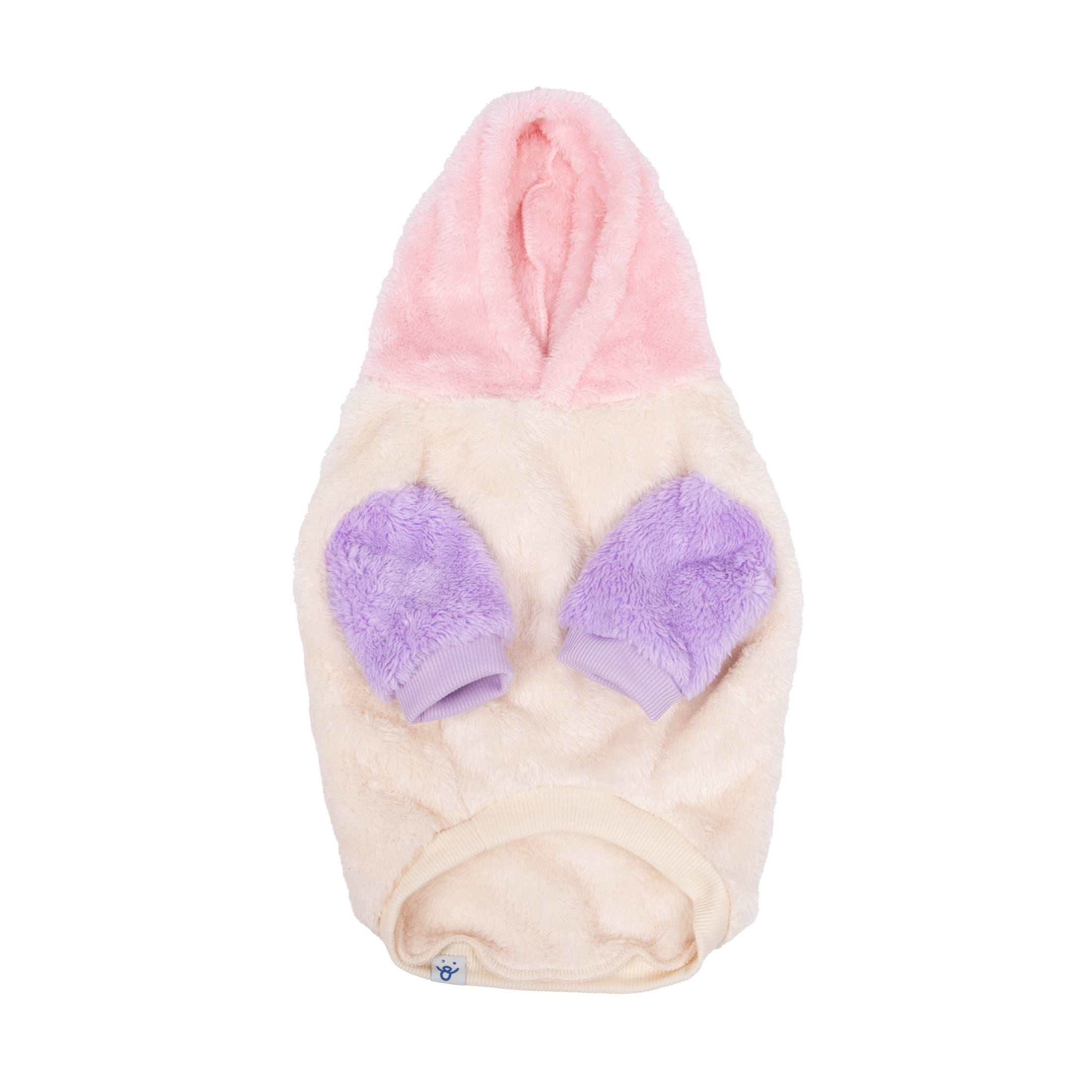 Oodles Fall Multi-Colored Side Kick Bubble Hem Sherpa Dog Hoodie, Large