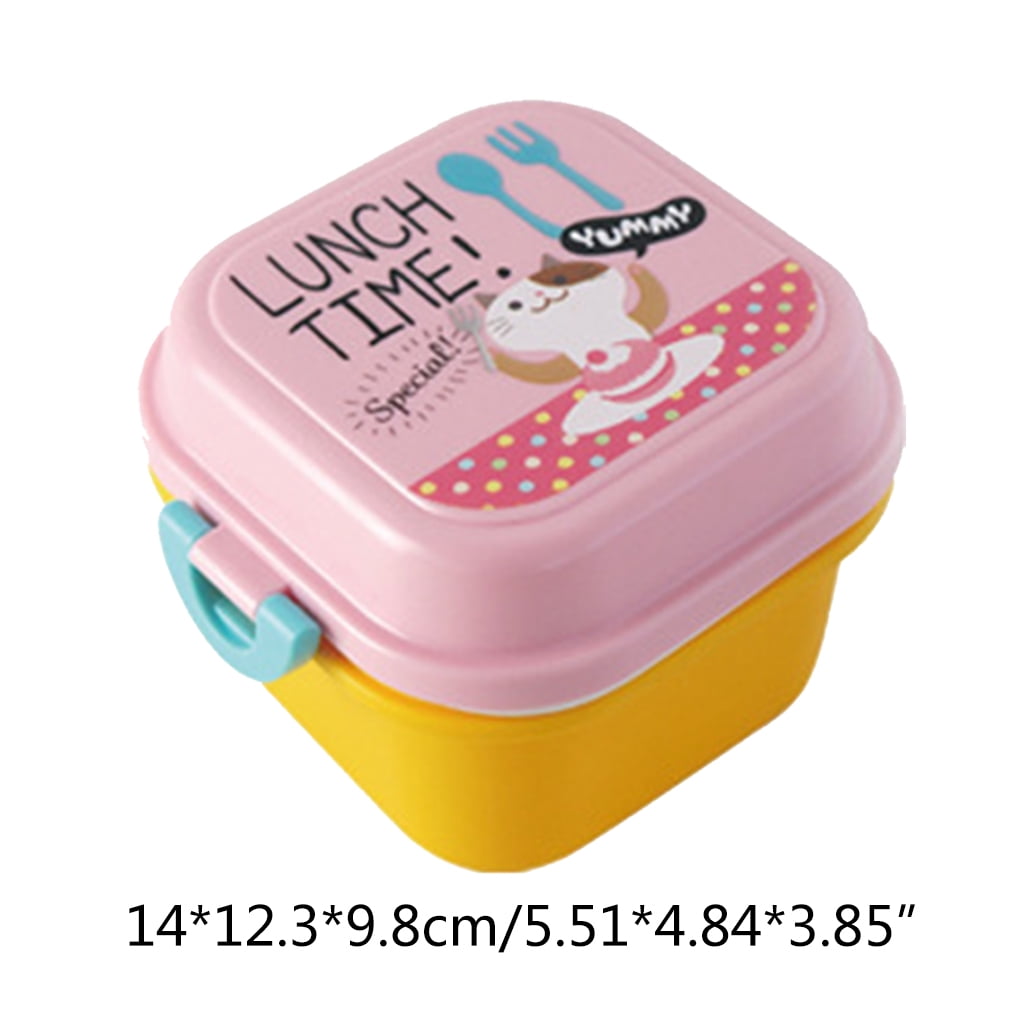 1pc Portable Microwavable Cartoon Lunch Box With Dividers